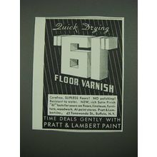 1938 Pratt & Lambert 61 Floor Varnish Ad - Quick Drying 61