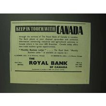 1939 The Royal Bank of Canada Ad - Keep in Touch