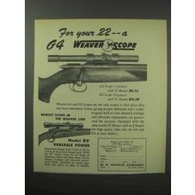 1950 Weaver G4 Scope Ad - For Your .22