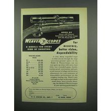 1953 Weaver Model K4 Scope Ad - Accuracy, Better Vision