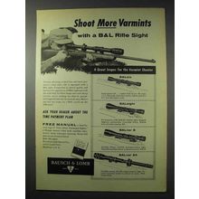 1958 Bausch & Lomb Rifle Sights Ad - BALsix, BALvar 24
