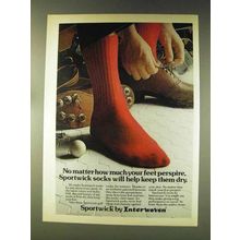 1976 Interwoven Sportwick Socks Ad - Keep Them Dry