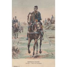 Astillesie Montee Cavalier Tenue De Campagne Soldier French Military Postcard