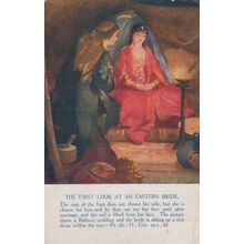 Man Meeting His Indian Wife Bride Arranged Marriage Antique Postcard