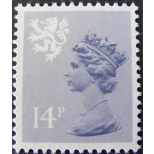 Great Britain QEII 1981 Scotland 14p Grey Blue Mounted Mint MM Sc SMH24 stamp