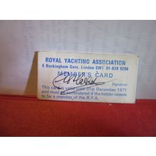 ROYAL YACHTING ASSOCIATION Member's card, December 1971 =
