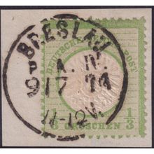 Germany 1872 ⅓g Yellowish Green Arms on Dated Piece
