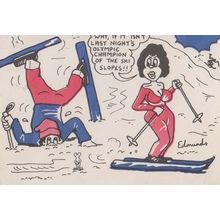 Olympic Olympics Game Games Skiing Ski Slopes 1976 Comic Humour Postcard