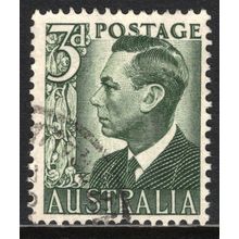 AUSTRALIA 1950/57: KING GEORGE VI DEFINITIVES - 3d GREEN USED (G4)