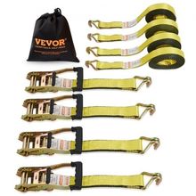 Ratchet Tie Down Straps (4PK), 10000 lb Break Strength, Double J Hook Includ...
