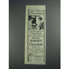 1925 Baker's Chocolate Ad - What Delicious Cake