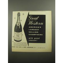 1956 Great Western Champagne Ad - America's largest selling Champagne