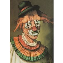 French Circus Clown Head Made Of Womens Legs Painting Postcard
