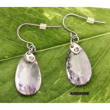 CZ Tear Drop Dangle Earrings - Purple - ER-ACQE4074E