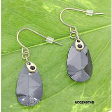 CZ Tear Drop Dangle Earrings - Black - ER-ACQE4074B