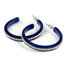 Rhinestone Hoops Earrings - Center Line - 1.6" - ER-21552SA
