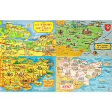 Kent 4x 1970s Cartoon Vintage Map Postcard s