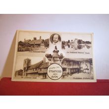 multiview, STRATFORD UPON AVON used vintage postcard by Photochrom 1955 pm =
