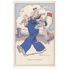 Sons of the Sea Naval Comic Funny Postcard Eagle Steamer Publications