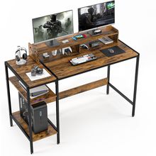 Gaming/Computer Desk，Home Office Desk with Monitor Stand, Writing Desk for 2 Mon
