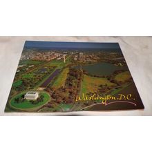 BIRD'S EYE VIEW WASHINGTON D.C. MONUMENT & LINCOLN MEMORIAL VINTAGE POST CARD