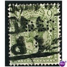 1922 SG39b 9d Pale Green Wmk R Cypher Perfin "DSCL"