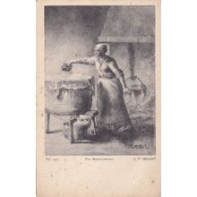 The Washerwoman Millet Antique French Painting Postcard