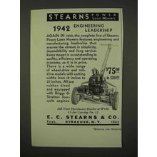 1942 Stearns Power Lawn Mowers Ad - Leadership