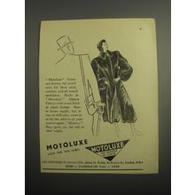 1948 Motoluxe Fur Coats Ad - Motoluxe Look for this label