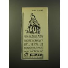 1960 Miller's Riding Clothes Ad - Camp or Ranch Riding