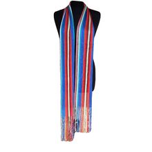Topshop Vintage Rainbow Red Blue White Light Knitted Tassles 2m Long Scarf