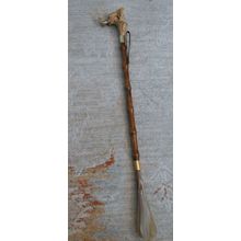 Vintage Long Handle Shoe Horn Wood Handle Carved Elephant Head & Body