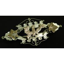 Antique Sterling Silver & Gilt Bird Floral Ivy Pin Badge Brooch 1916 Hallmarked