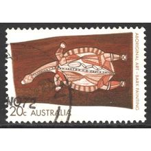AUSTRALIA 1971: ABORIGINAL ART - 20c BARK PAINTING USED (G5)