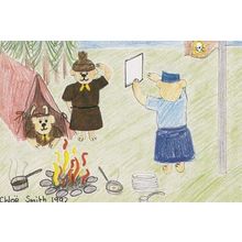 Girl Brownies Guides Bears Animals Cute Rare Childrens Painting Postcard