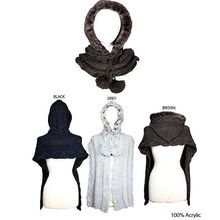Scarf - Cable Knitted w / Faux Fur Trim Hood - SF-10KS288
