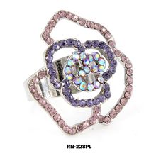 Austrian Crystal Rose Flower Ring - Purple Color - RN-228PL