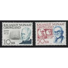 Greenland Composer Writer Birth Anniversaries 2v 1991 MNH SG#239-240 Sc#242-243