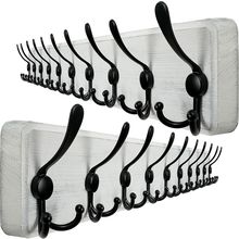 WEBI Wall Mounted Coat Rack, 38 9/16" Long, 10 Hooks, Wood Hanger Rail with Trip