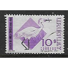 URUGUAY 1968 BIRDS 10p SNOWY EGRET VIOLET & BLACK SG 1369 FINE USED