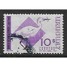 URUGUAY 1968 BIRDS 10p SNOWY EGRET VIOLET & BLACK SG 1369 FINE USED#2