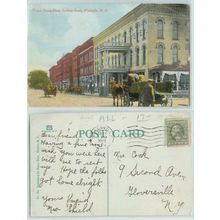New York Wellsville Fassett House Block Looking South w/Horses and Wagons~105