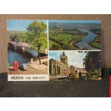 multiview, PERTH, SCOTLAND used postcard 1975 pm =