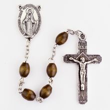 Brown Wood Rosary with Two Free Prayer Cards and a Velvet Pouch