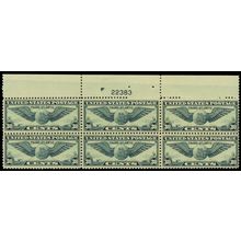 C24, Mint NH 30¢ Top Plate Block of Six CV $110 - Stuart Katz