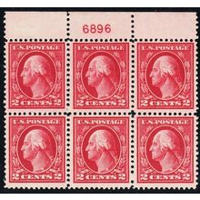 406, Mint NH 2¢ Top Plate Block of Six Stamps CV $200 - Stuart Katz