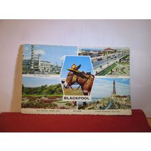 multiview, BLACKPOOL, LANCASHIRE. used vintage postcard by Bamforth 1974 pm =