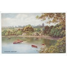 Paddle Steamer at Duncannon River Dart Devon B F C Parr Art Postcard A1104