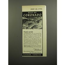 1952 Hotel del Coronado Ad - Frank words on holidaying