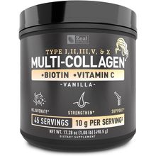 Premium Multi Collagen Peptides Protein Powder (1, 2, 3, 5 & 10) with Vitamin C,